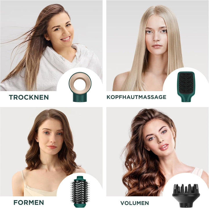 4 IN 1 Haartrockner Warmluftbürste Set, PARWIN PRO BEAUTY Styler-Set, Föhnbürste Lockenbürste mit 4