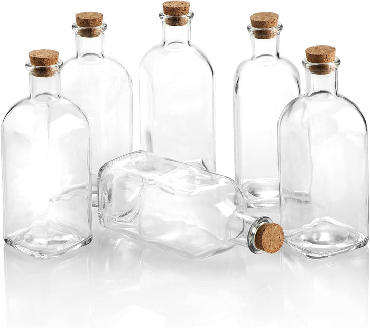 com-four® 6x Glasflasche 500 ml mit Korken - leere Flasche mit Korkenverschluss - Glasbehälter zum B