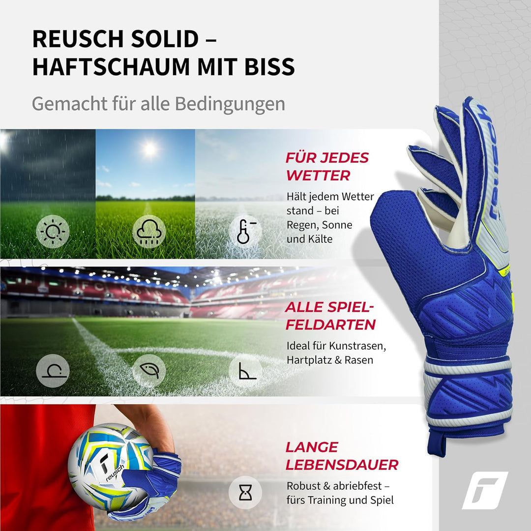 Reusch Herren Attrakt Unisex Torwarthandschuhe mit Aussennaht Schnitt und Solid Belag, Geeignet für