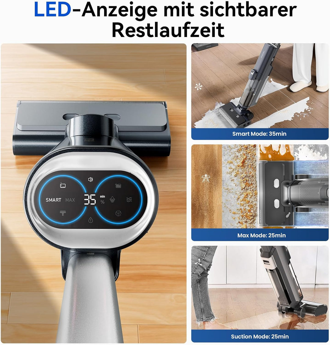 Proscenic F20A Nass-Trockensauger, Saugwischer Smart 3 in 1, Leichtgewicht, Leise, 2L Tank, Selbstre