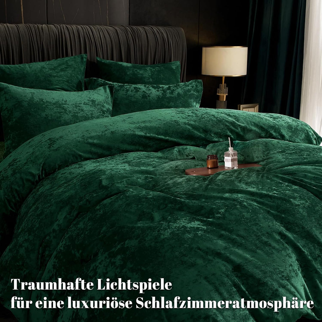 PHF Samt Bettwäsche 135x200, Luxus Flauschig Bettwäsche 135x200 cm mit 2er Kissenbezüge 80x80 cm, Ku