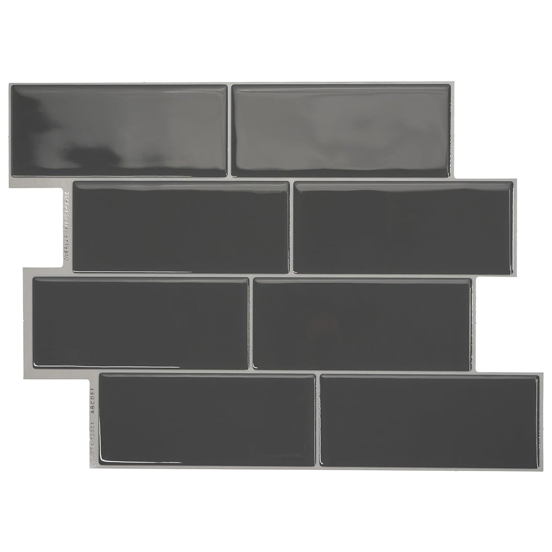 Smart Tiles Klebefliesen, Metro Anthrazitgrau, 29,34x21,28 cm | 5er-Pack (0,26 m²), Glänzend, Hitze-