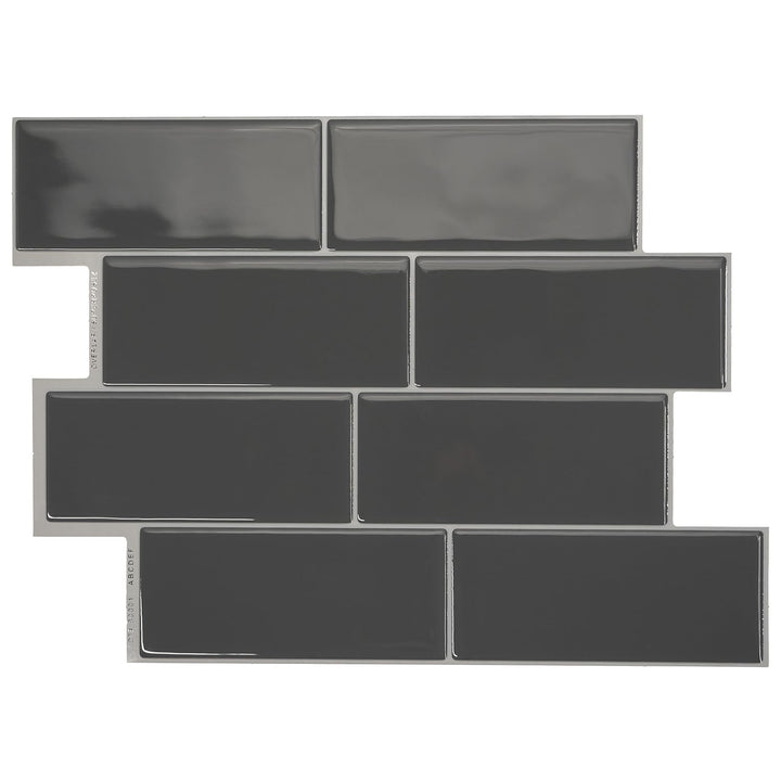 Smart Tiles Klebefliesen, Metro Anthrazitgrau, 29,34x21,28 cm | 5er-Pack (0,26 m²), Glänzend, Hitze-