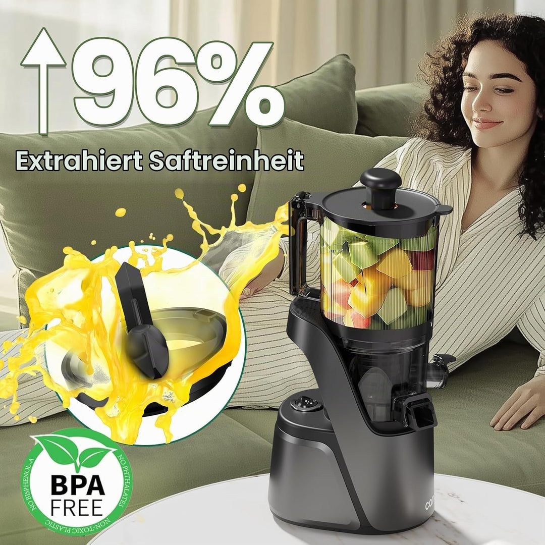 Entsafter Slow Juicer mit 6 Zoll Grosser Einfüllschacht Grau