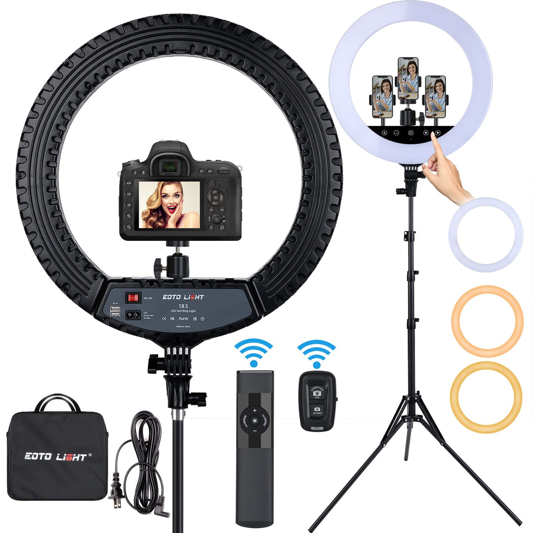 Verbessertes 18-Zoll-LED-Ringlicht mit Stativ, Selfie-Ringlicht mit Touchpanel für Make-up-Studio-Po