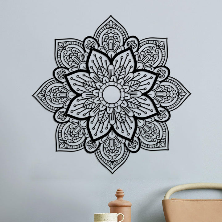 Resama Grosses Metall Rundes Mandala Wanddekor, Einzigartige Lotusblume Wanddekoration für Wohnzimme