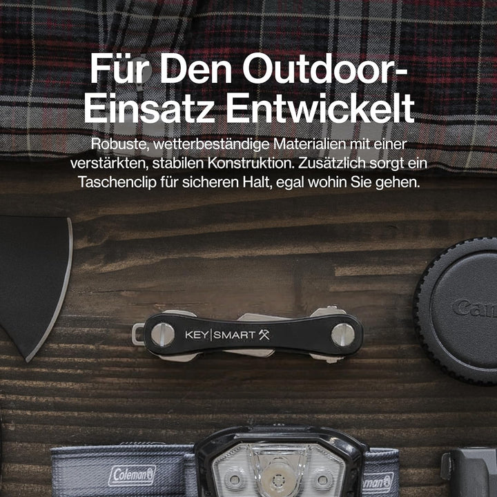 KeySmart Rugged - Multi-Tool Schlüsselhalter mit dem Flaschenöffner und Taschen Clip (bis zu 14 Schl