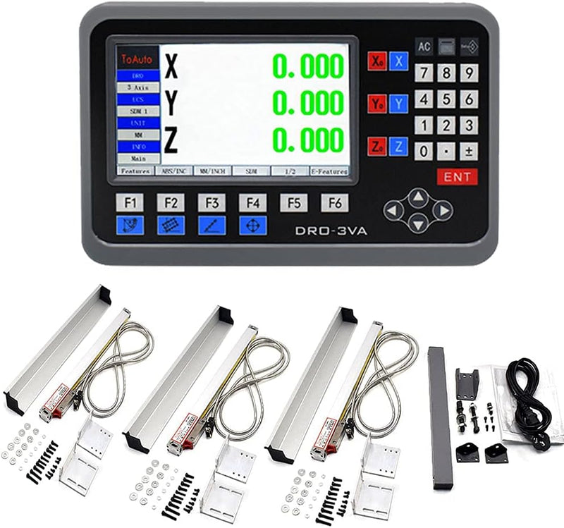 3 Achsen DRO Digitalanzeige Set ToAuto Digitalanzeige mit 3 Axis Linear Massstab für CNC-Fräsen Elek