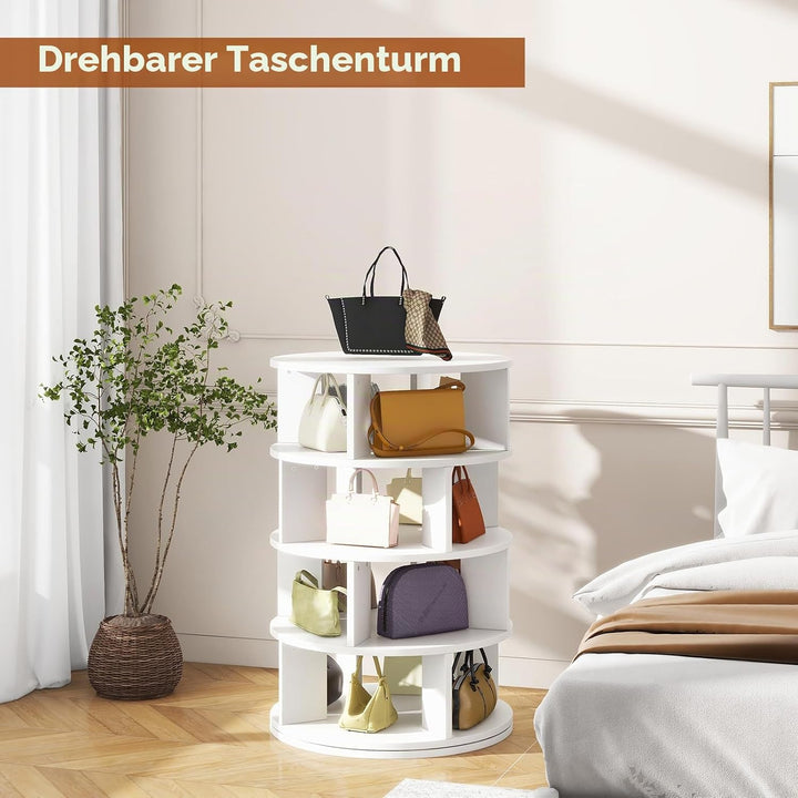 IBUYKE Drehbares Schuhregal mit 4 Etagen, 360° Drehbarer Schuhschrank für 16 Paar Schuhe, Vertikaler