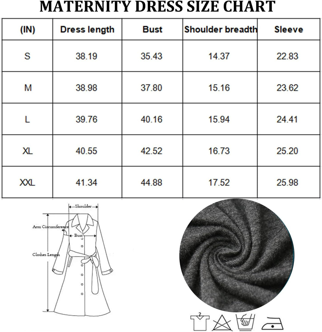 Bearsland Women’s Long Sleeve Maternity Dresses Patchwork Pregnancy Dress with Pocket S Brown, S Bro