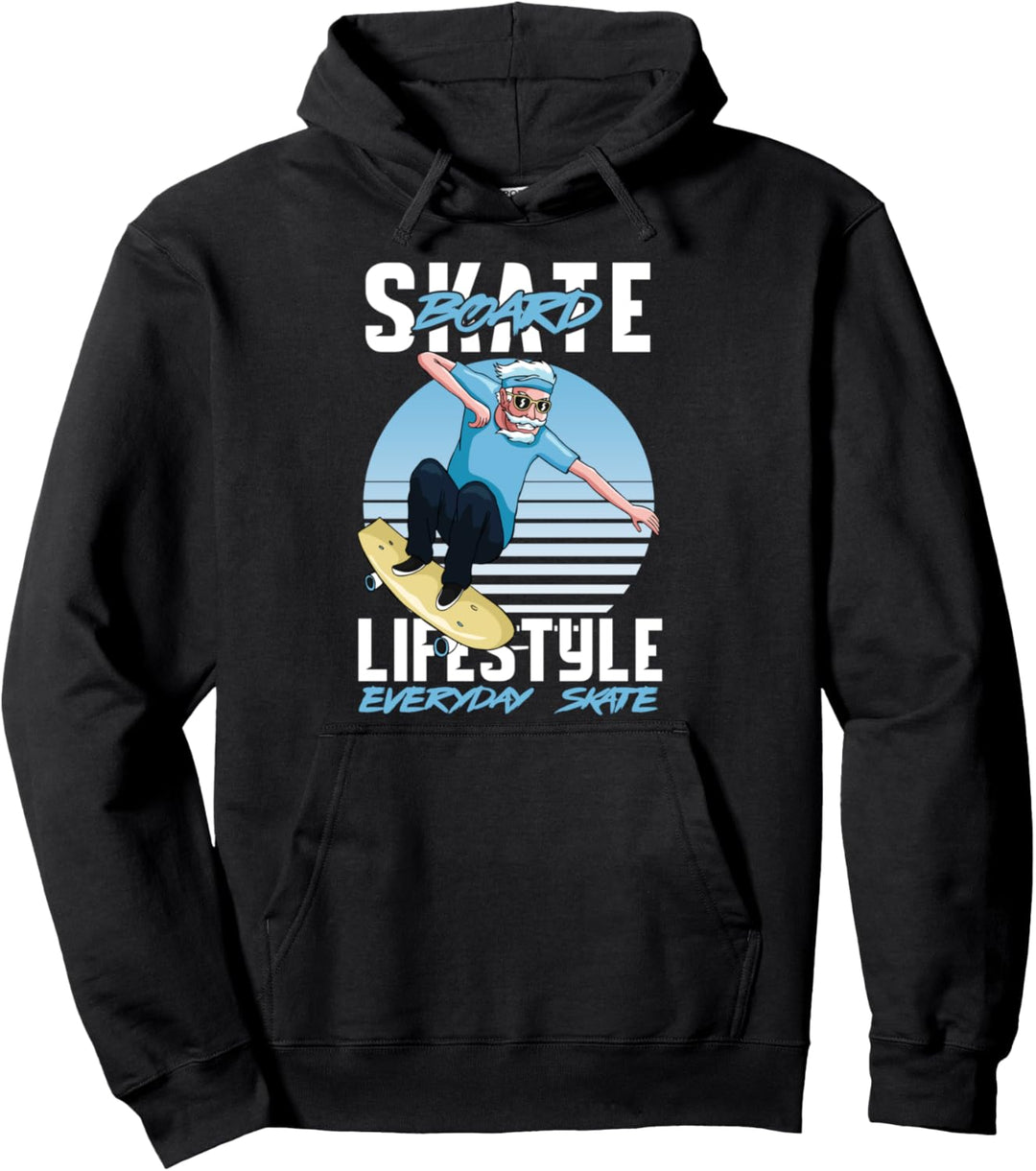 Skateboard Retro Alter Mann Skate Lifestyle Stil Geschenk Pullover Hoodie
