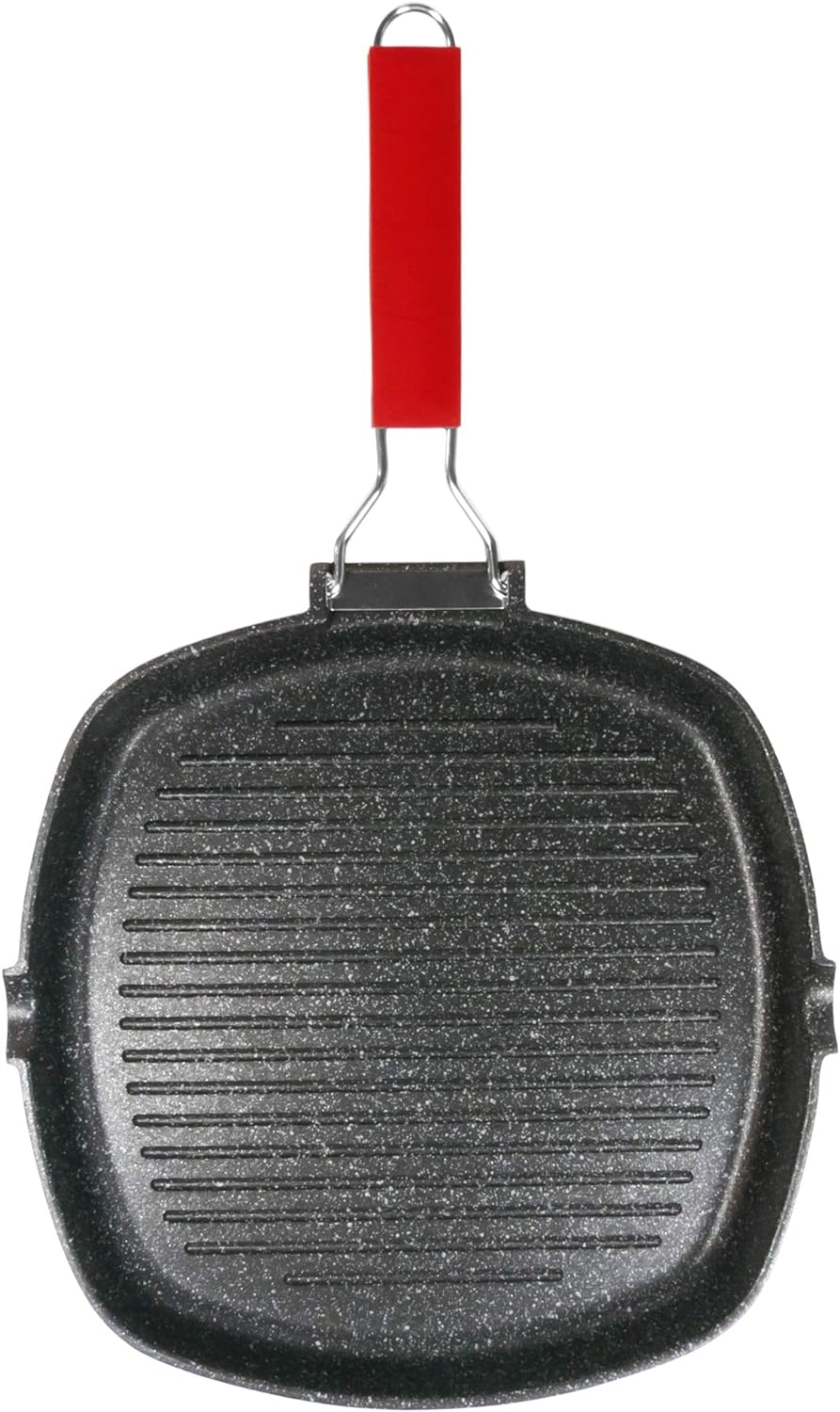 Moneta Grillpfanne 24 x 24 cm Pro Grill mit klappbarem Griff auch für Induktion