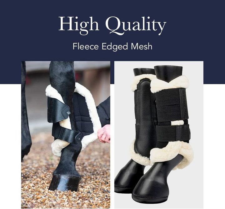 LeMieux Fleece Egde Mesh Brushing Boots Black/Black Medium Schwarz, Medium Schwarz