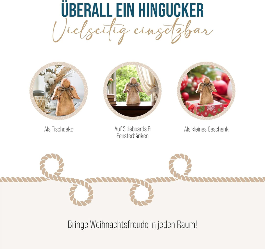 Logbuch-Verlag 3 Holzengel Engel zum Hinstellen Figur Schutzengel Geschenk Deko Geburtstag 15 cm aus