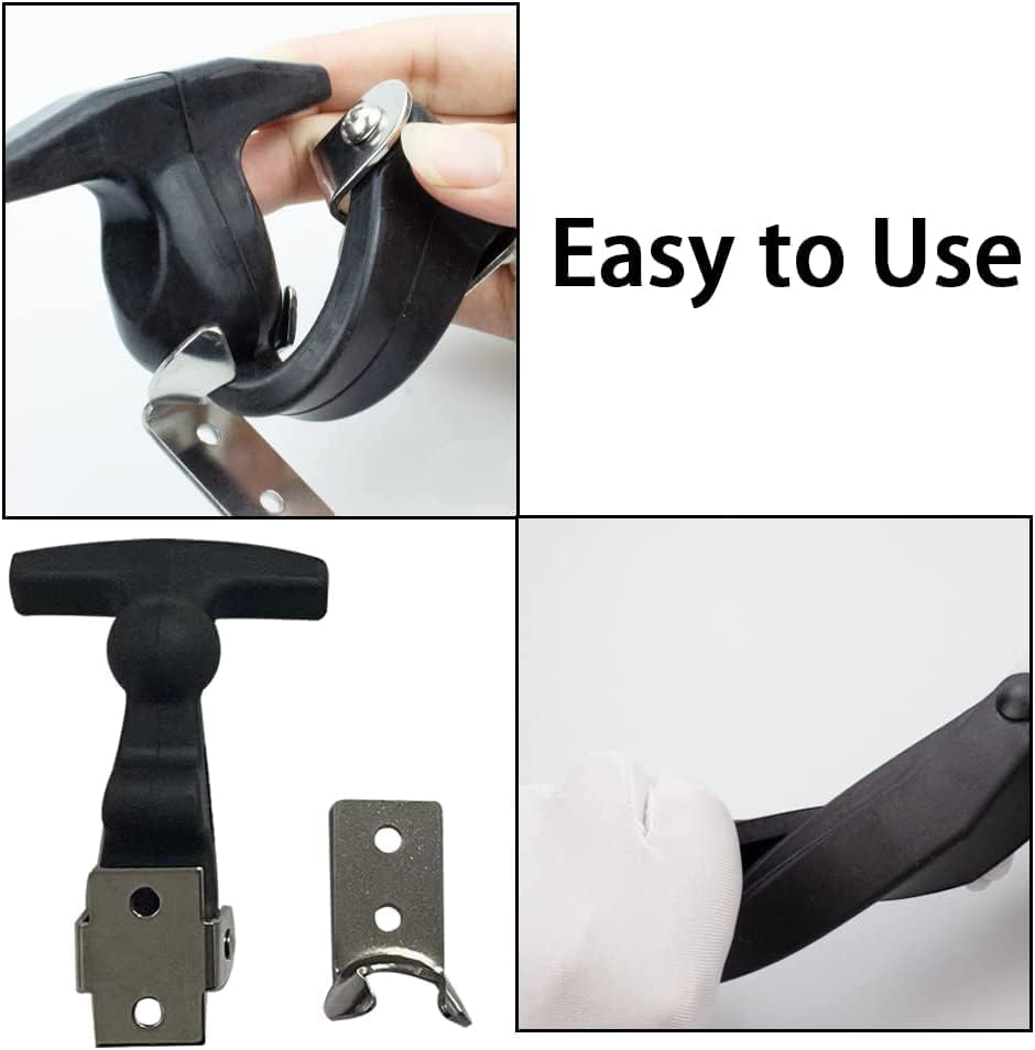 Tiardey 2 Stück elastischer Edelstahl-Gummi-Haubenverschluss,Flexible T-Griff-Haspe,Gummi,Flexible Z
