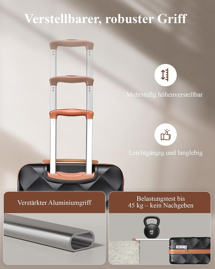 British Traveller Hartschalenkoffer Mittelgross Handgepäck Koffer 61 * 42 * 26cm Reisekoffer Mittelg