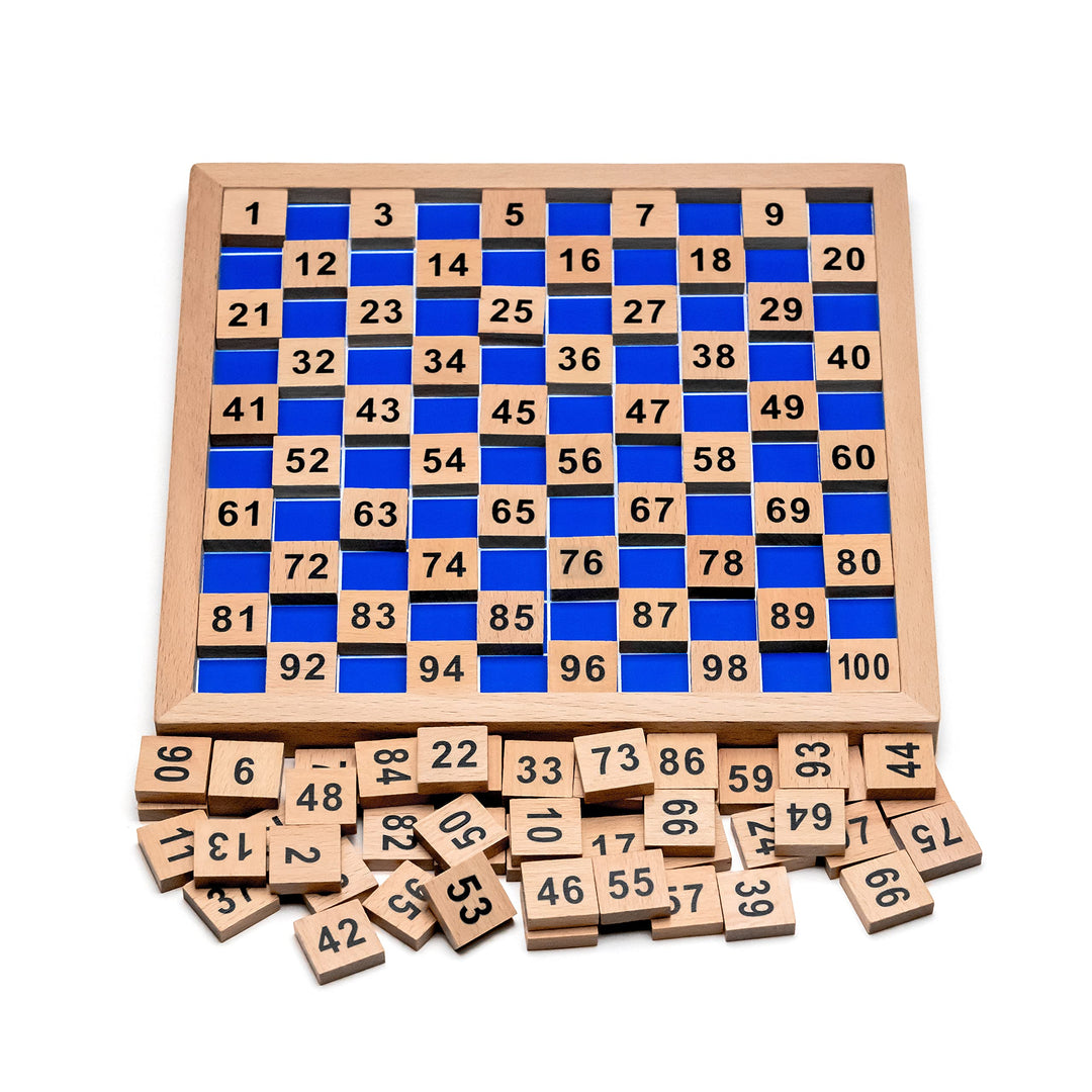 Natureich Hundertertafel Montessori Mathematik Puzzle Spielzeug Holz zum Zahlen Lernen mit Zahlenfel