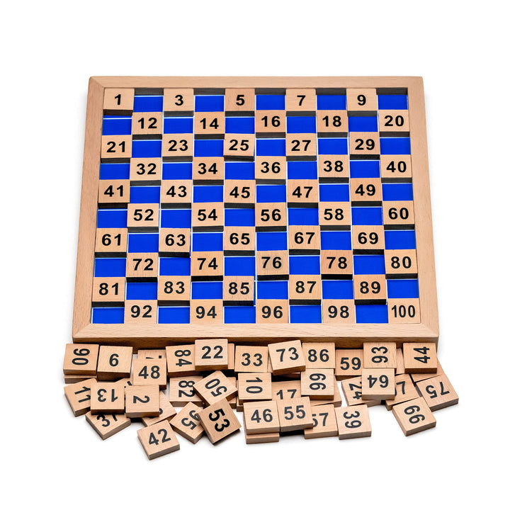 Natureich Hundertertafel Montessori Mathematik Puzzle Spielzeug Holz zum Zahlen Lernen mit Zahlenfel