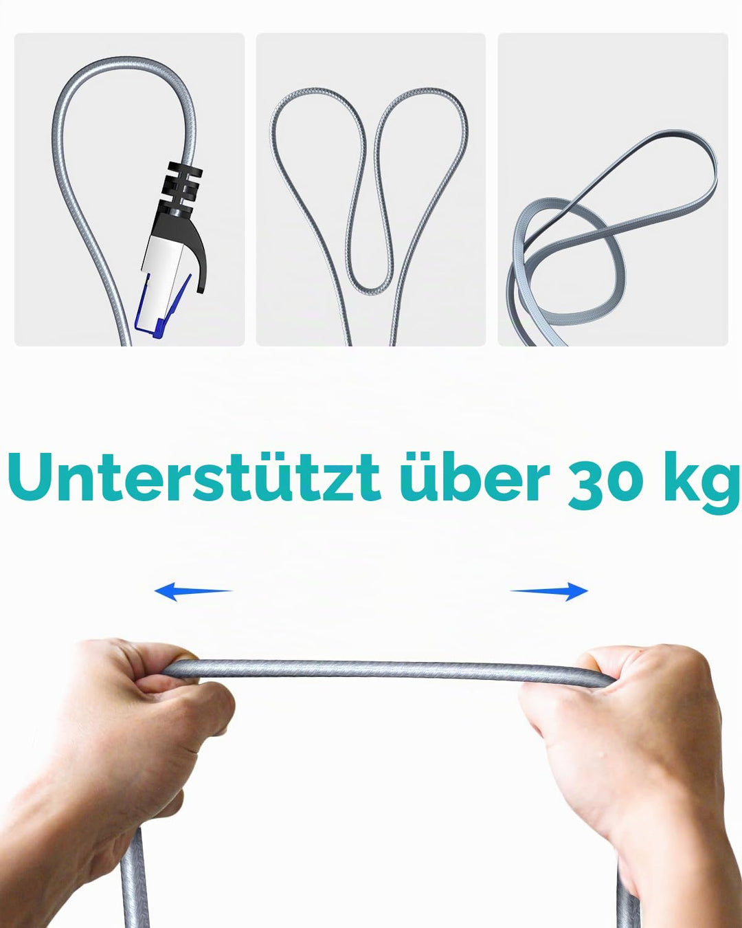 BUSOHE Cat 8 LAN Kabel 4m (5-Stück), 40Gbps 2000MHz Ethernet Kabel Netzwerkkabel, Flach Hochgeschwin