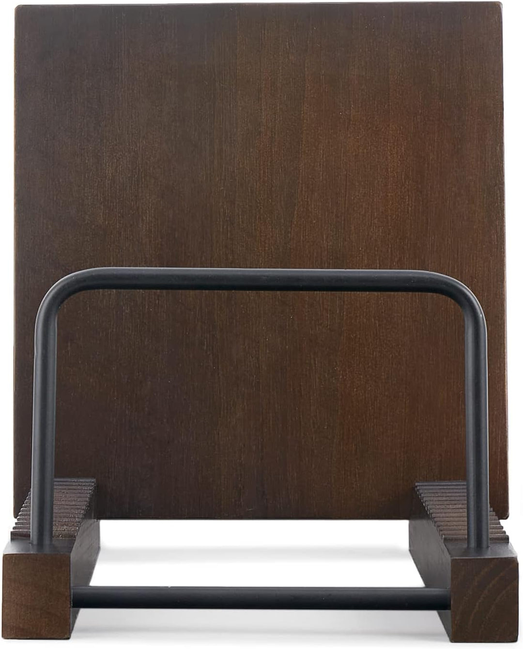 Mkono Vinyl Aufzeichnung Aufbewahrungshalter Massivholz Ständer mit schwarzem Metall Rack Modern Alb