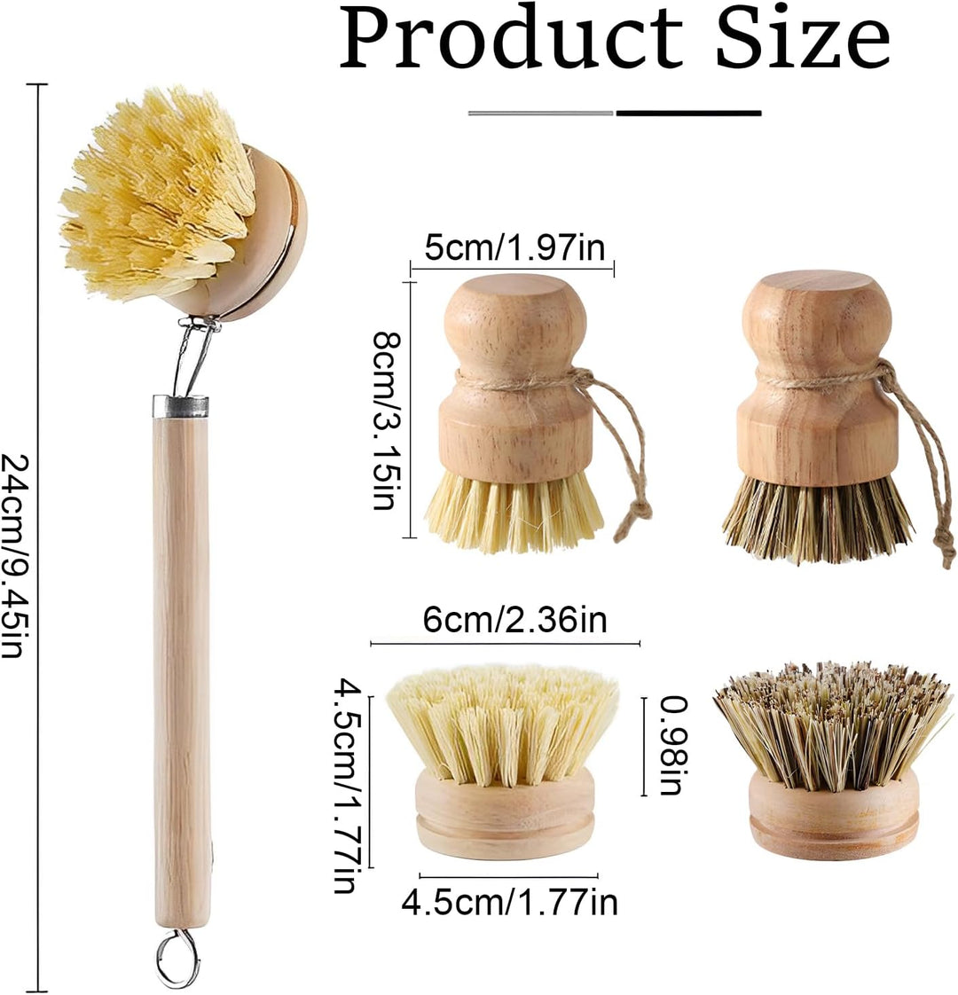 Spülbürste, 7er Set Spülbürste Holz, Gemüsebürste, Pilzbürste, Scheuerbürste, Küchenbürste, Spülbürs