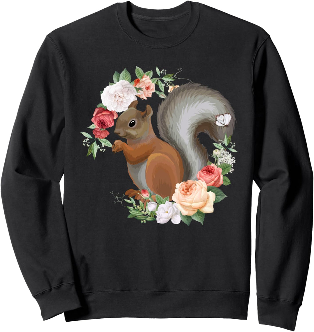 Niedliches Eichhörnchen Blumenkranz Tier Gärtner Sweatshirt