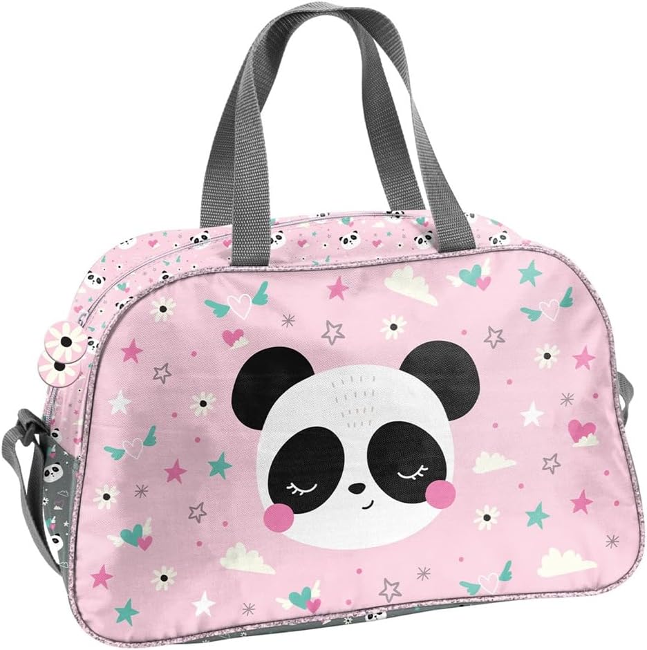 Familando - Schulranzen Set - 8-teilig mit Federmappe - Panda Bär - Ergonomisch, stabil & mit gepols