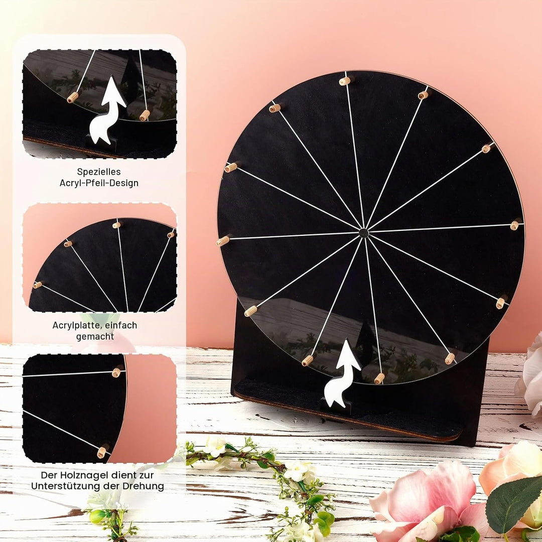Hölzernes Glücksrad, 29 cm Preisrad Tisch-Glücksrad Tombola-Rad Roulette-Rad für Glücksspiel Preise