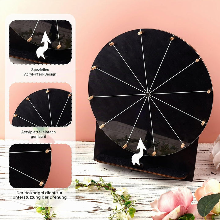 Hölzernes Glücksrad, 29 cm Preisrad Tisch-Glücksrad Tombola-Rad Roulette-Rad für Glücksspiel Preise