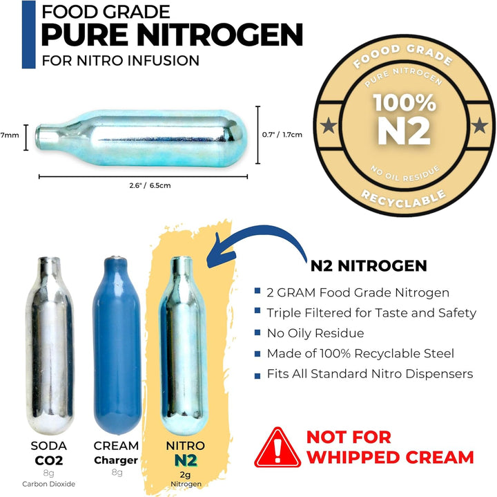 ICO Premium Stickstoff Kartuschen 10er Pack - N2 Kartuschen für Nitro Cold Brew Kaffee, Cocktails &