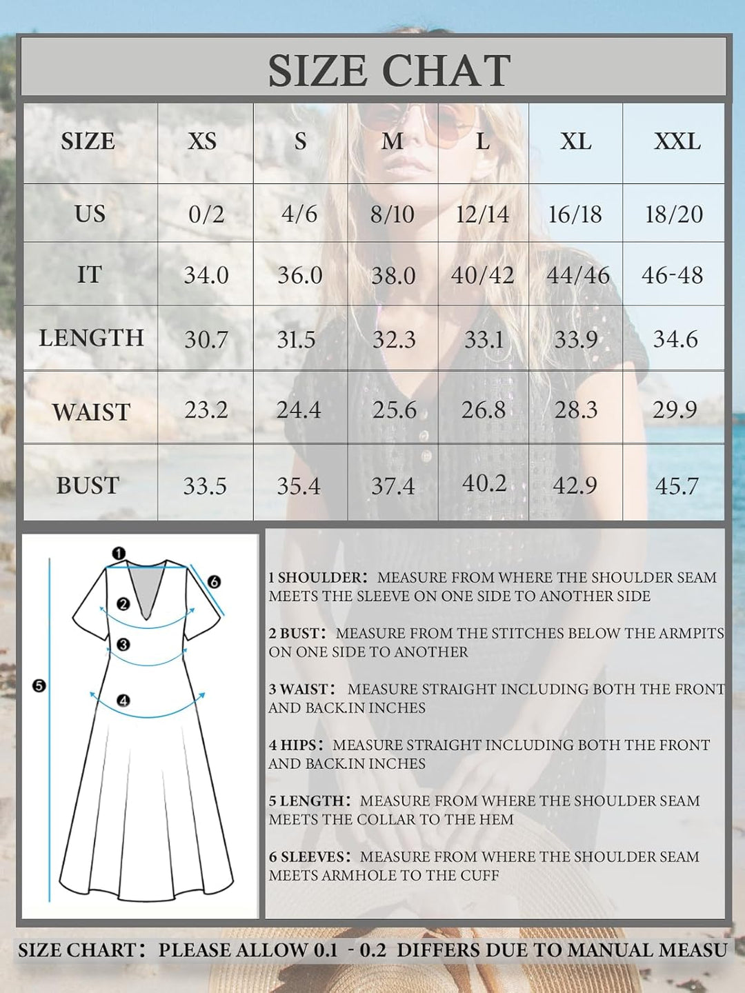 CUPSHE Damen Bikini Cover Up Strandkleid V Ausschnitt Knöpfen Lochmuster Häkelt Freizeitkleider Somm