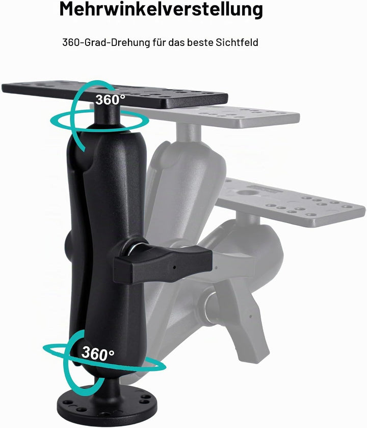 Fischfinderhalterung mit 1,5 Zoll, C-Grösse, 38mm Kugel, Schwarz, Verstellbare Montagehalterung, Kom