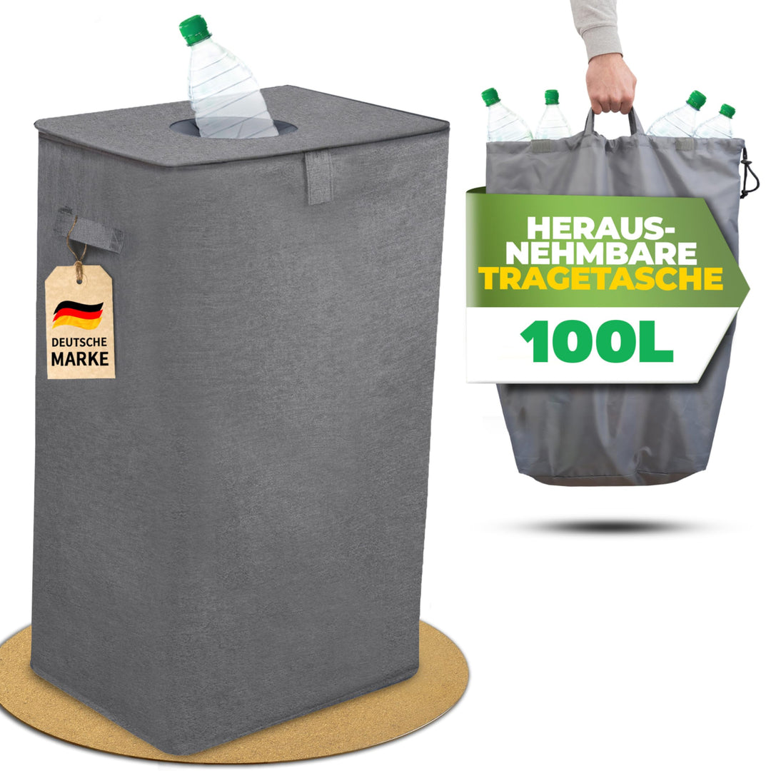 COTTARA® Pfandflaschen Sammelbehälter mit Deckel, Stabiler Flaschensammler Leergut Behälter, Praktis