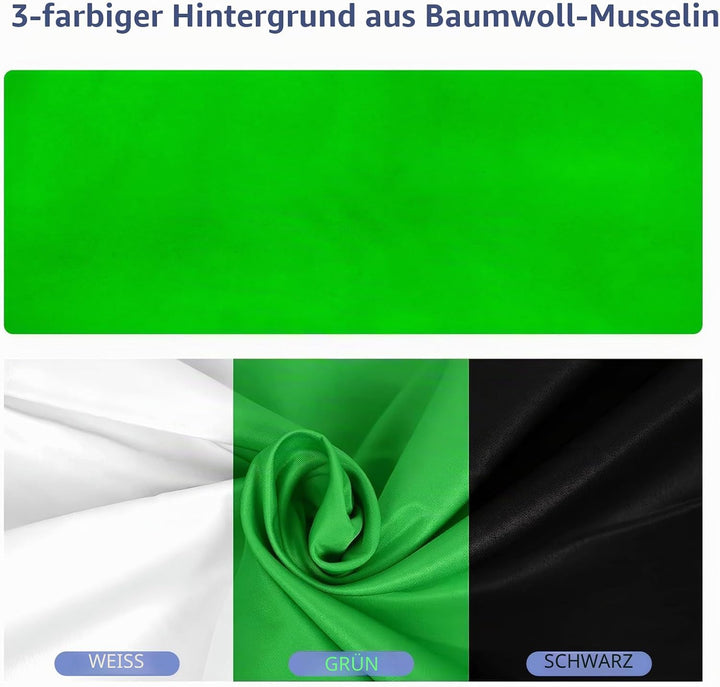 EMART Hintergrundsystem mit Stoff, Professionelles Fotostudio Set 2,6×3m Foto Hintergrund Ständer Se