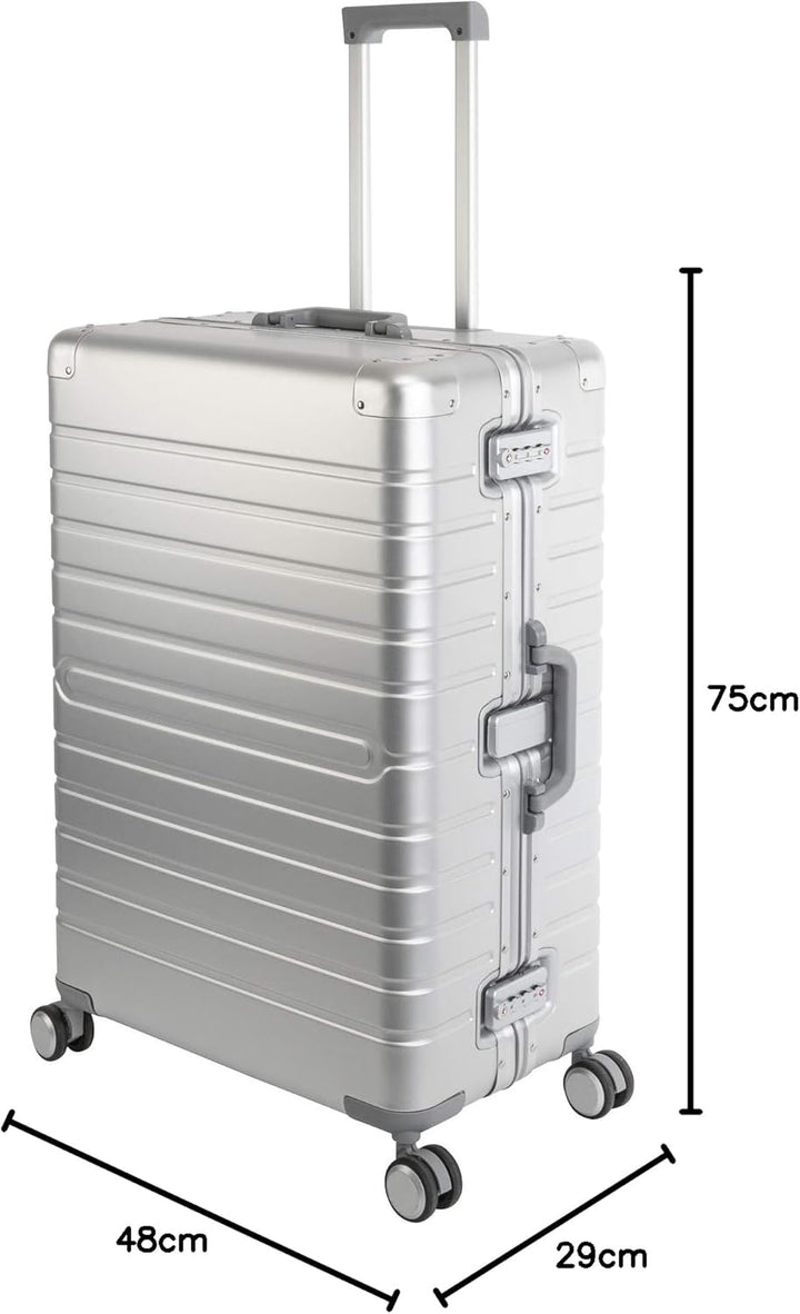Travelhouse Oslo Alu Reisekoffer Silber L-75cm Hartschalenkoffer Reisetrolley Suitecase Trolley 2X T