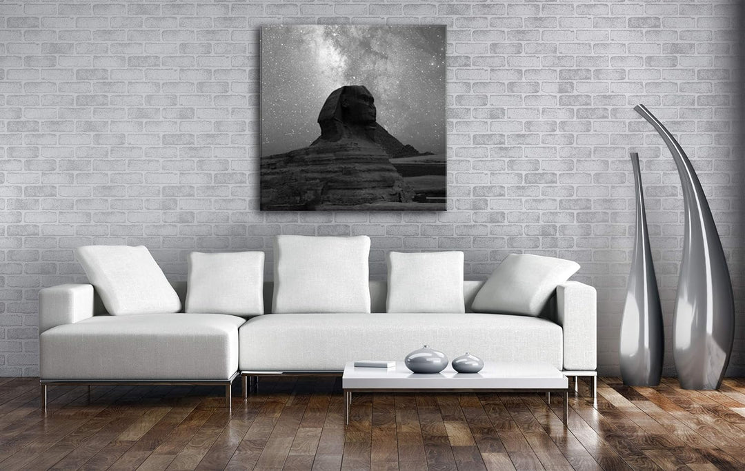 deyoli Atemberaubende Sphinx bei Sternenhimmel Format: 60x60 Effekt: Schwarz&Weiss als Leinwandbild,