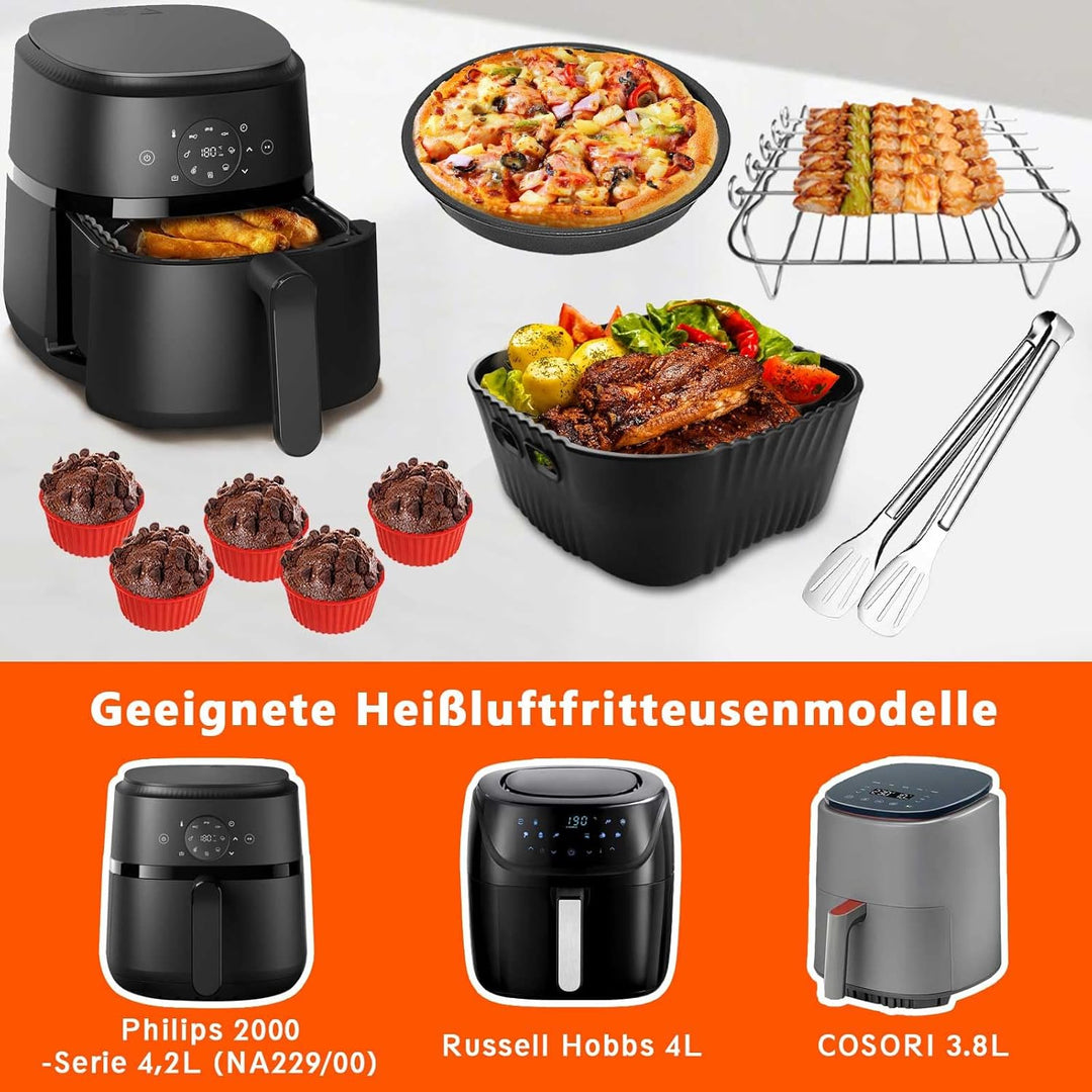 Goodpejine 9PCS 20CM Airfryer Zubehör Set für Philips 2000 Series 4,2L (NA229/00), Russell Hobbs L 4