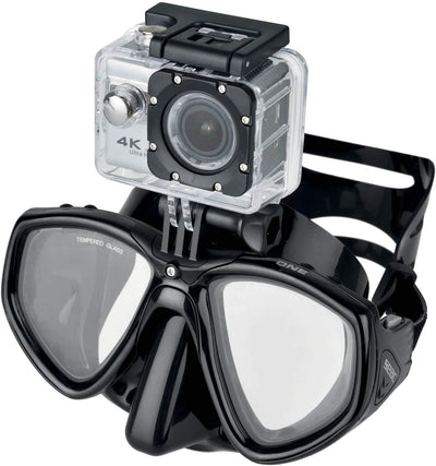 SEAC Unisex-Adult One Pro Maske mit Adapter für GoPro Videokamera zum Tauchen und Schnorcheln, Schwa