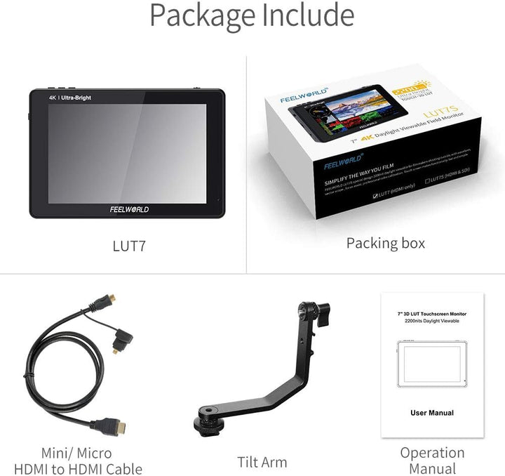 Feelworld LUT7 7 Zoll 2200nit Ultra Bright 3D Lut Touch Screen DSLR Kamera Field Monitor 1920x1200 I
