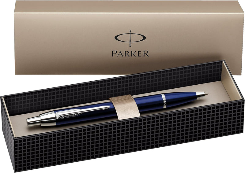 Parker S0856460 IM-Kugelschreiber (blau Lackiert mit Chromeinfassung, Strichstärke Mittel) schreibfa