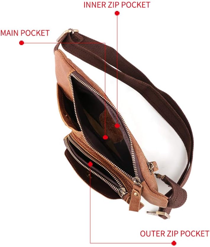 BAIGIO Gürteltasche Leder Herren Hüfttasche Vintage Retro Bauchtasche für Reise Alltagsleben (Braun)