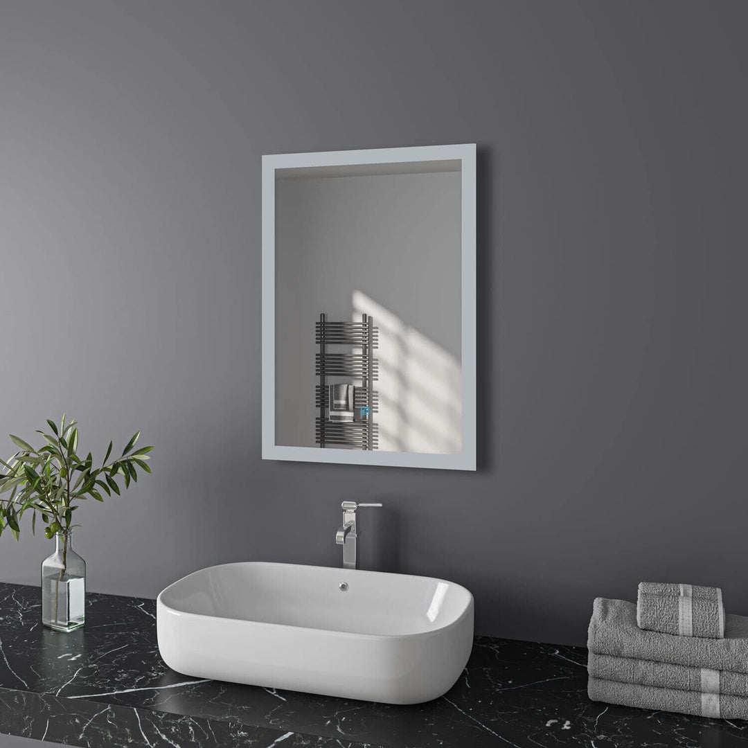Badspiegel mit Beleuchtung 50x70 cm LED Spiegel Bad mit Touch-Schalter Beschlagfrei Badezimmerspiege