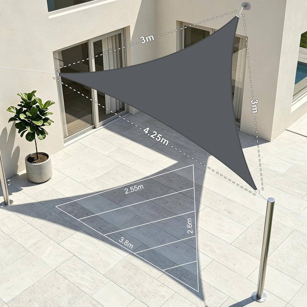 LOVE STORY Sonnensegel Wasserdicht 3x3x4.25m Dreieckig Rechtwinklig PES Polyester Sonnenschutz Winds