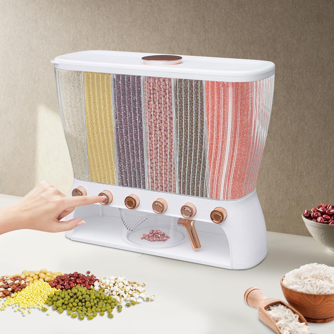 6 Gitter Müslispender CerealienspenderMüsli Getreidespender mit Deckel Reisspende Küche Trockenfutte