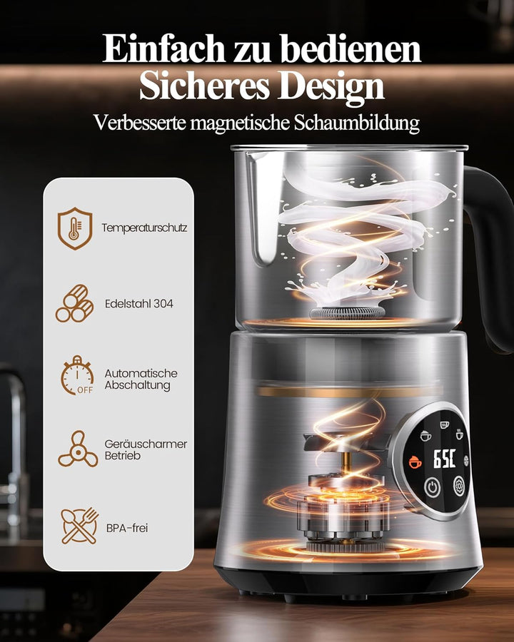 Milchaufschäumer Elektrisch 5 in 1 - Automatische Milchschäumer 500ml Grosses Fassungsvermögen Milch