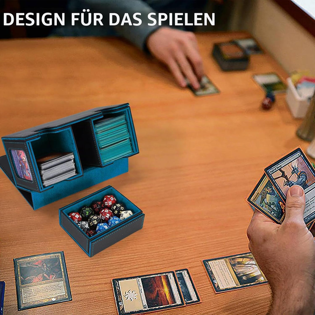 AFIING MTG Commander Kartenbox, 3-in-1 Karten-Aufbewahrungsbox für 200+ doppelt gesleevte Karten, Ma