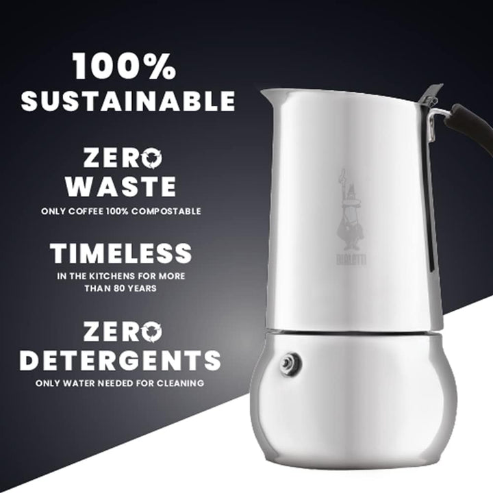 Bialetti 4885 0004885/CN Espressokocher, Aluminium, silber, 10 Tassen 10 Tassen Single