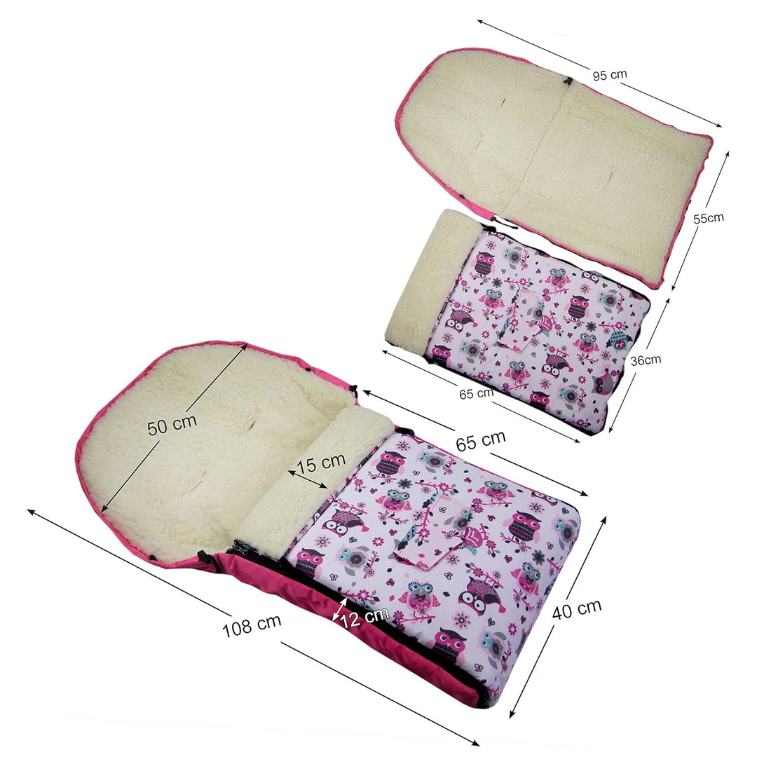 BAMBINIWELT KOMBI-ANGEBOT Muff + Winterfusssack 108cm - aus Lammwolle für Kinderwagen, Buggy, Radanh