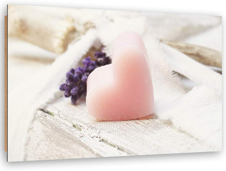 Feeby Dekobild Herz Deko Wand Kunstdruck rustikal Rosa 70x50 cm M14327 70x50 cm, M14327 70x50 cm