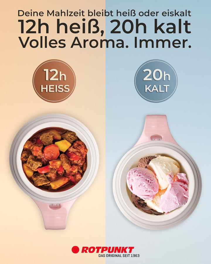 ROTPUNKT Thermobehälter für Essen 850 ml inkl. Löffel – Thermo Lunchbox Heiss & Kalt I Made in Germa